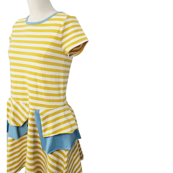NEW Matilda Jane Sunshiny Days T-Shirt Dress Girls 14 Yellow Striped Knit Tiered - Picture 2 of 13